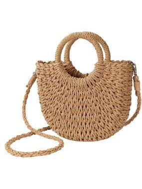 Woven Straw Beach Bag for Women with Top Handle Crossbody and Shoulder Strap